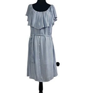 Mia & Tess button front pinstripe summer belted dress